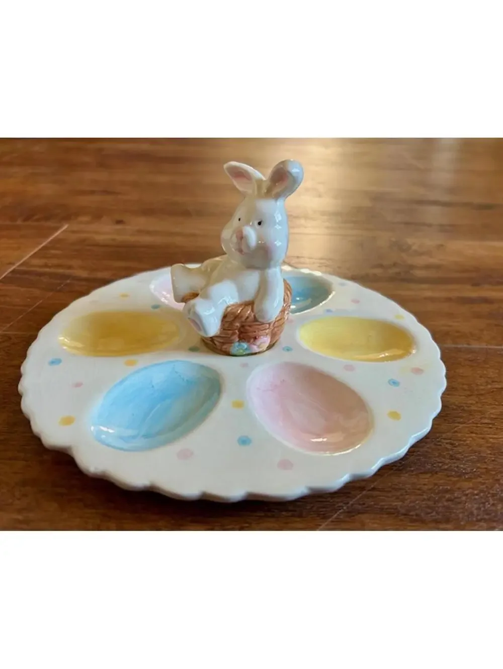 Ceramic Easter Bunny Egg Holder Plate